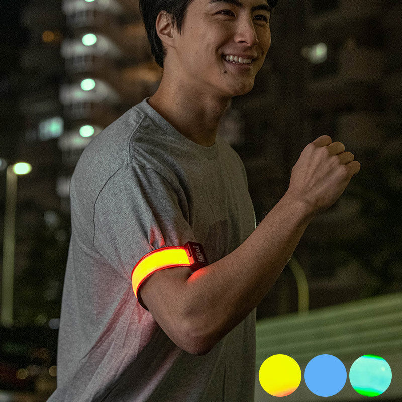 LED充電式光る反射アームバンド ビッグサイズ 2本入り 太い上腕 コート上 USB充電池 Lサイズ XLサイズ 29cm~47cm 全3色 ランニング ライト