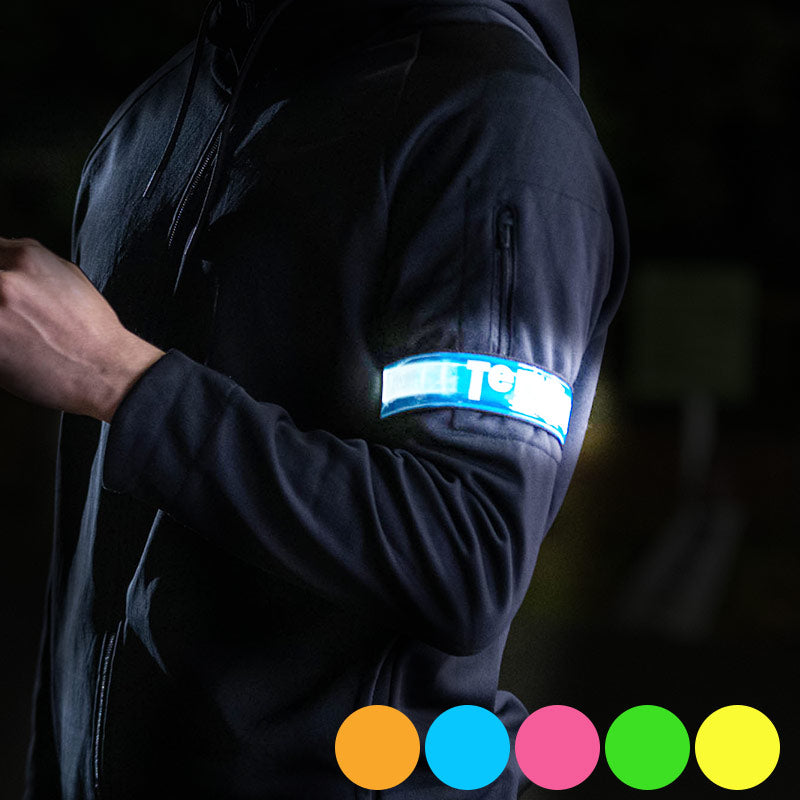 LED反射板付光るアームバンド 1本入り 腕 足首 コイン電池 電池交換可 フリーサイズ 23cm~35cm 全5色 ランニング 夜 ライト