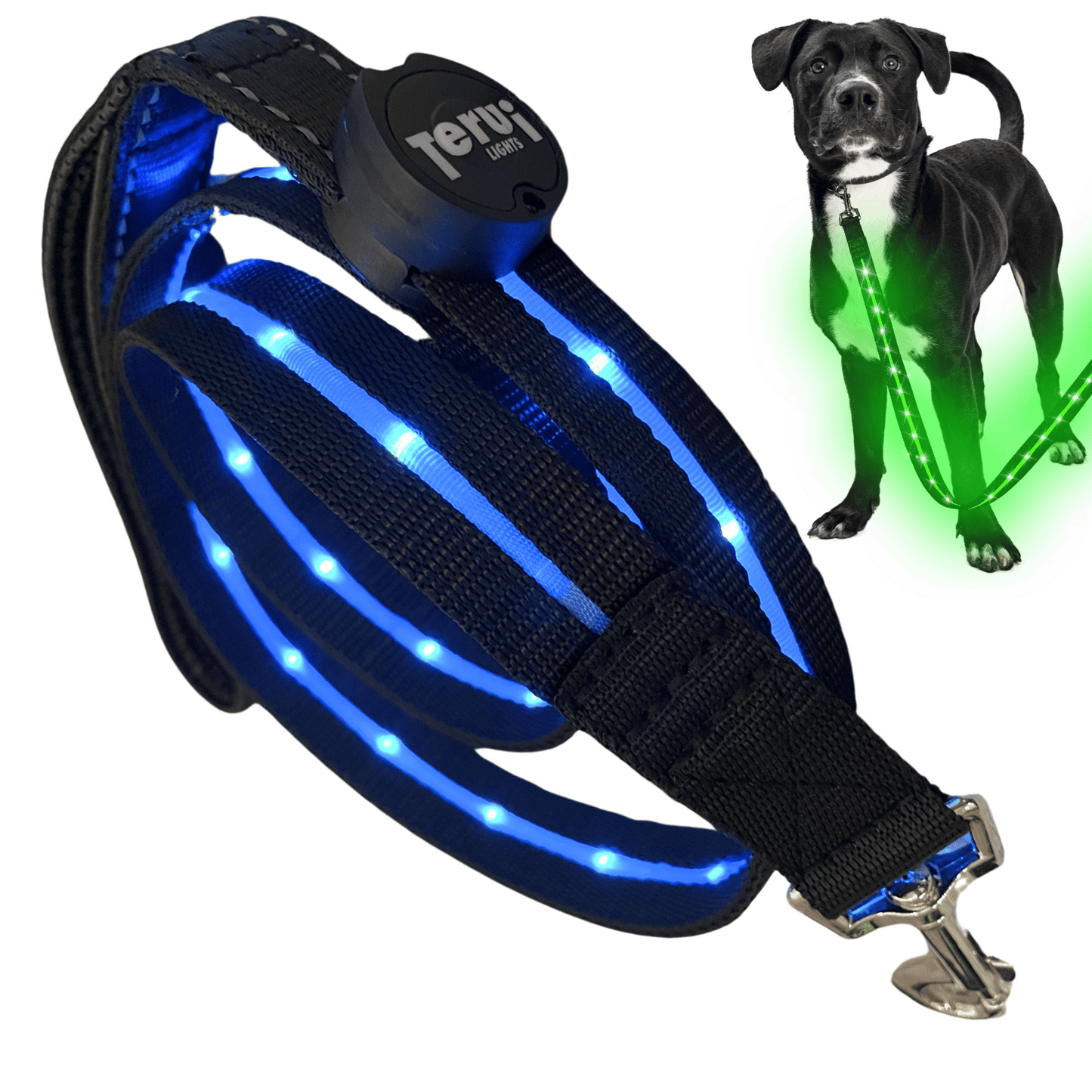 【新モデル】犬 リード led 光る 充電式 ライト ドッグリード 1.2m 小型犬 中型犬 大型犬 送料無料 メール便 即日発送 ペット用品 全長全面ライト付き 夜間 安全対策  TERUI Lights