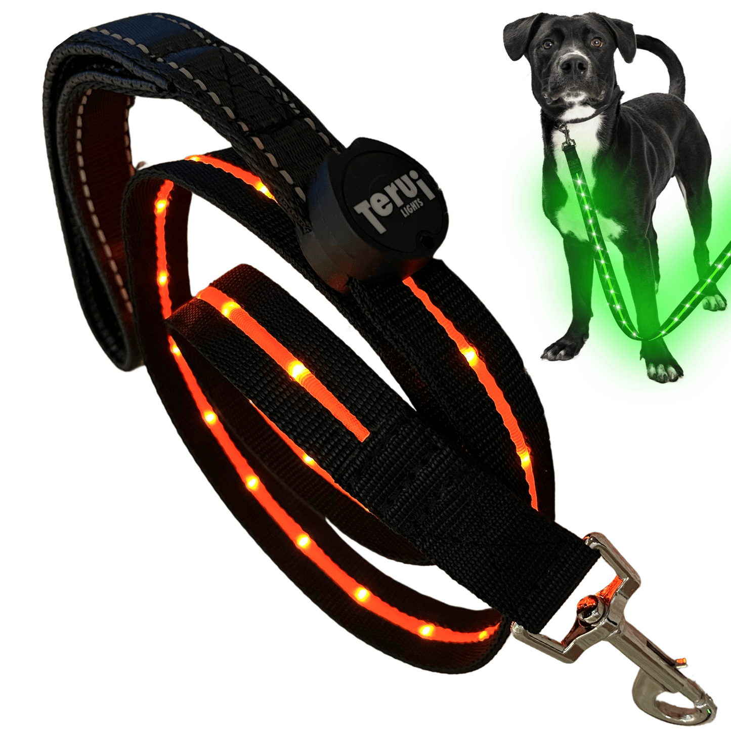 【新モデル】犬 リード led 光る 充電式 ライト ドッグリード 1.2m 小型犬 中型犬 大型犬 送料無料 メール便 即日発送 ペット用品 全長全面ライト付き 夜間 安全対策  TERUI Lights