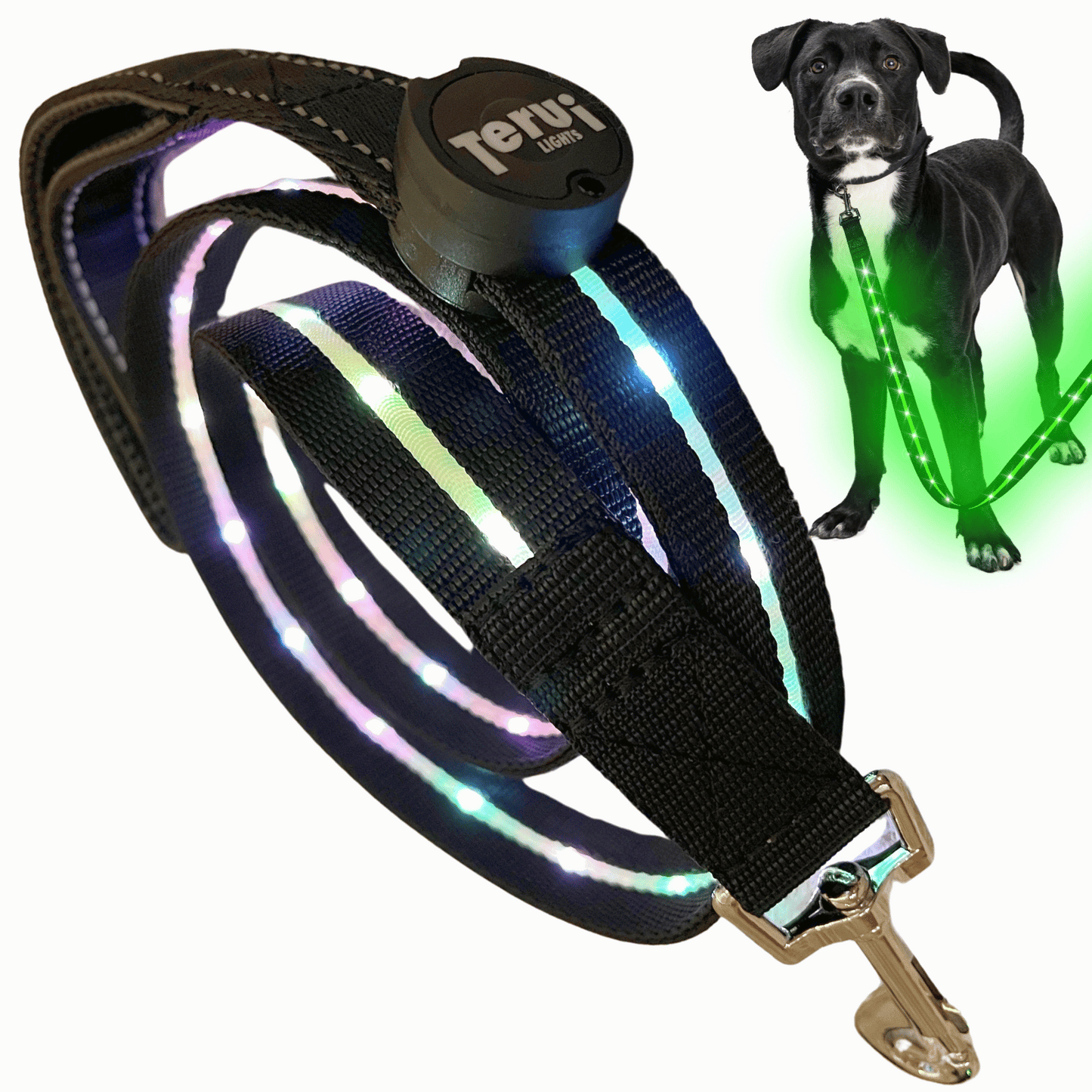 【新モデル】犬 リード led 光る 充電式 ライト ドッグリード 1.2m 小型犬 中型犬 大型犬 送料無料 メール便 即日発送 ペット用品 全長全面ライト付き 夜間 安全対策  TERUI Lights