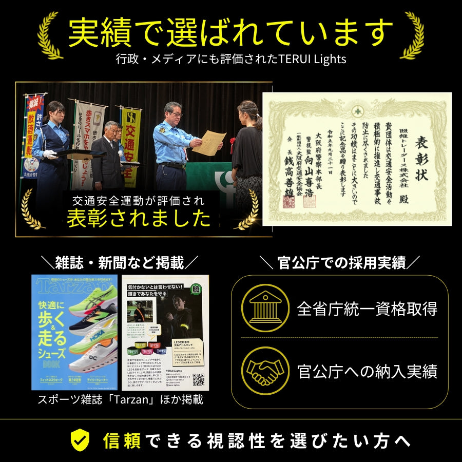 LED充電式光る反射タスキ USB充電池 前後で発光 視認性最大 3サイズ 全2色 ランニング ライト